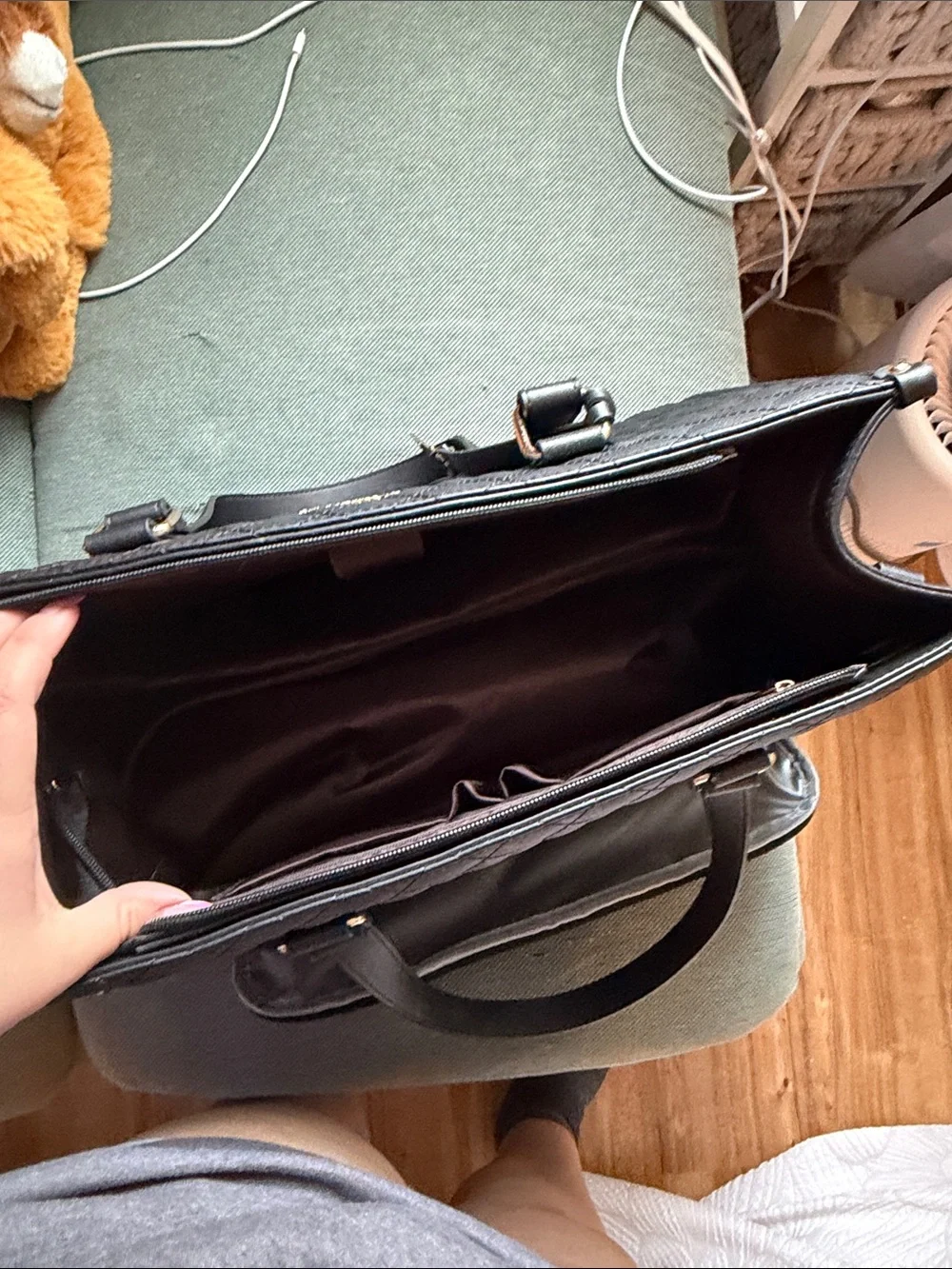 Black Quilted Leather Tote Bag - Classic Men’s Work Tote